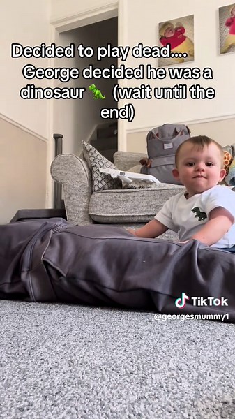 Tried to play dead. Thought he was trying to help. Instead he saw the camera and turned into a dinosaur 🦖😂 #baby #babylove #babytiktok #babytok #babyboy #12months #12monthsold #firsttimemum #firsttimemumuk #firsttimemummy #firsttimemums #firsttimemom #firsttimemoms #enjoythemoment #mumsoftiktok #mumsontiktok #mumtiktok #mumtok #oneyear #oneyearoldbaby #dinoasaur #dinosaurbaby
