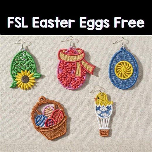 FSL Easter Egg Machine Embroidery Designs: Free Standing Lace Earrings / Ornaments (4x4 Hoop) - Etsy