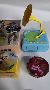 2026 New Kids Phonograph with 96 Audio Cards + 8 DIY Recordable Cards - Toddler Gramophone Record Player - Early Education Phonograph Story Machine-Bedtime Story Music Player (Blue)