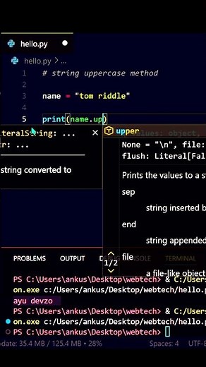 Python String upper() Method Explained Fast #shorts #python