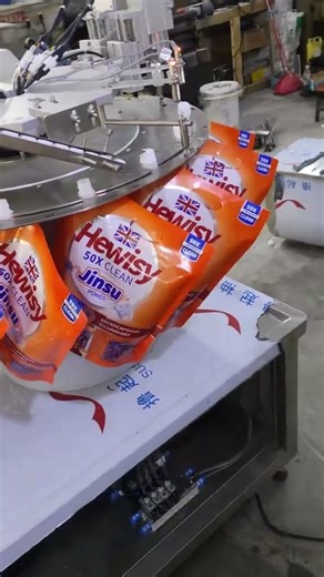 Bags filling capping machine small and economic type liquid detergent filler #machine #packaging#cnc