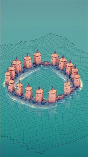 中央の白い塔を守りし町 The town that guards the central white tower/Townscaper #ショート #city builder