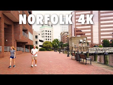 Downtown Norfolk Virginia Walking Tour | Virginia Beach Hamptons Chesapeake 4K