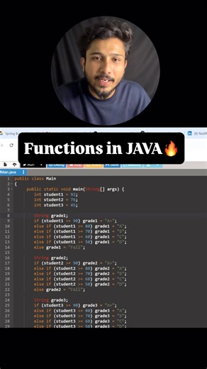Dinesh Kaarthik on Instagram: "Functions in java🔥 What is function call in java Java function vs function call Real world function examples in java Java beginner tutorial Telugu Coding in telugu for beginners Java programming concepts in Telugu #java #telugutech #javafunctions #codeintelugu #learntocode #codereels #techwithkaarthik #cleancode #careerintech #codingtips #codeexplained #instalearn"