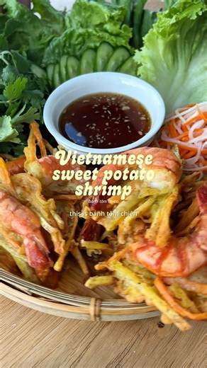 Banh tom chien / Vietnamese sweet potato shrimp fritter #recipe