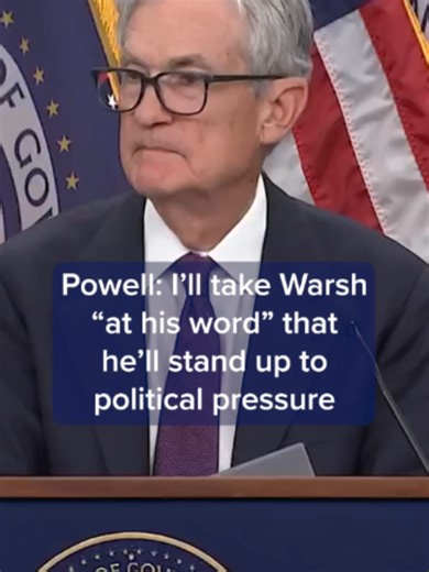 When asked if he was confident that President #DonaldTrump’s #Fed chair nominee #KevinWarsh will stand up to political pressure from the president, Fed Chair #JeromePowell said that he believed so. “So he testified very strongly to that effect in his hearing, and I’ll take him at his word,” Powell said. Tap the link on screen for full details.