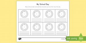 My School Day Schedule Write the Time Worksheet