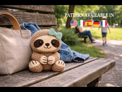 Baby Sloth Amigurumi Crochet Pattern | Magnetic Clinging Sloth Plushie | DIY Hanging Animal Toy Tutorial | Cute Sloth Soft Toy Pattern - Etsy