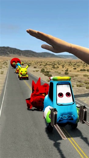 Big & Small Cars vs Giant Hand Slap - BeamNG.drive #car #crash #shorts