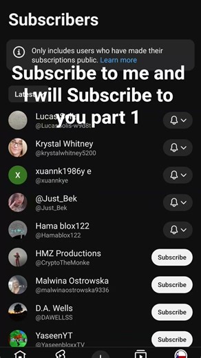 Subscribe to me and I will Subscribe to you back part 1