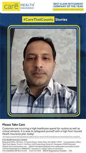 Care Insurance on Instagram: "Hitesh Gada's journey with Care Health Insurance has managed to turn family health challenges into seamless support for 8 years. From minor hospitalizations for various members of the family to his father's major valve replacement, he experienced smooth cashless claims and quick settlements. Watch the video to hear his story. Visit the link in bio, to know more. #RealStories #RealCare #CareThatCounts #CareHealthInsurance #CustomerFeedback #ClaimSettlement #HealthIns