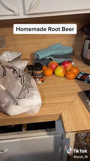 Making root beer. Water,sugar, root beer flavor, and dry ice #fyp #coke #homemade #diy
