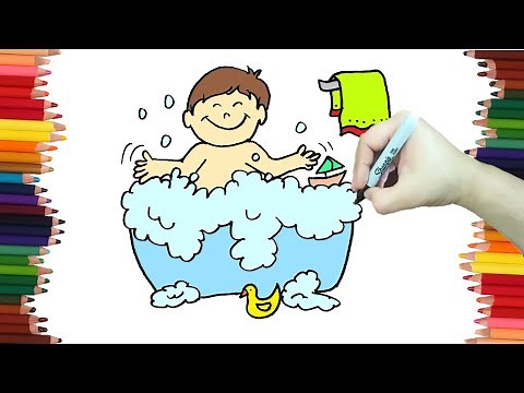 👶 🧑 🧒 Dibujo de un NIÑO BAÑANDOSE - Dibubaron