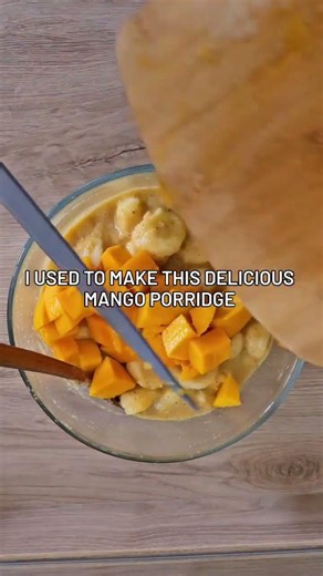 Raw Banana Almond Porridge with Mango & Blueberries