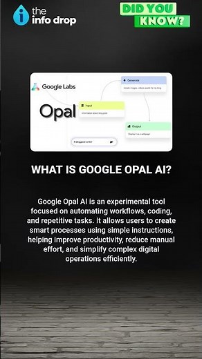 What is Google Opal AI? New AI Tool Changing Workflows Fast #asmr #theinfodrop #shorts #opalai