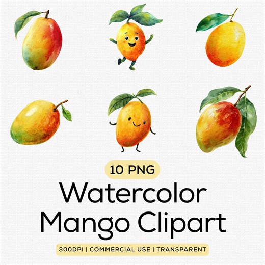Watercolor Mango Clipart Bundle: Mango PNG (digital Download) - Etsy