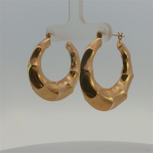 14K Gold Large Scalloped Hoop Earrings - Etsy