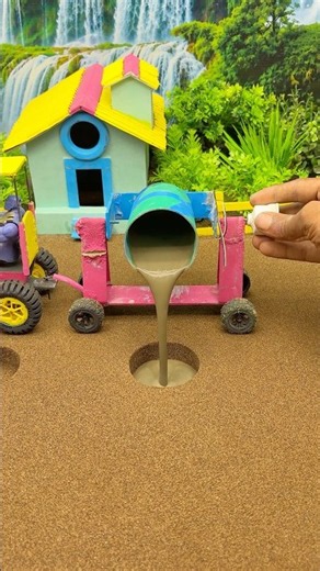 😱 Real Working Mini Tractor Making Cement Pillar | Amazing DIY Construction Machine 🚜 #shorts