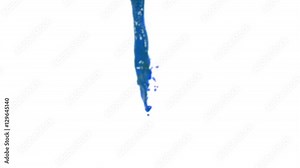 flying blue fluid stream in slow motion DOF. Clear liquid