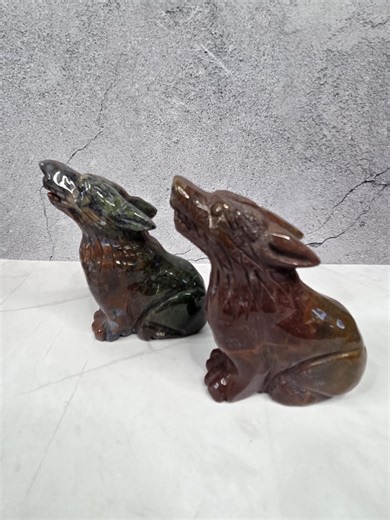 Colorful Ocean Jasper Howling Wolves - Etsy