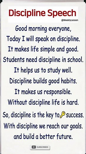 Discipline Speech | Short English Speech | 10 Lines on Discipline