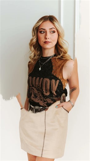 Black Mineral Wash Suede Yoke Vintage Studded Sleeveless Shirt