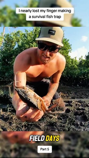 I nearly lost my finger making a survival fish trap P5 #fielddays #crab #camping #survival #fyp | Field Day