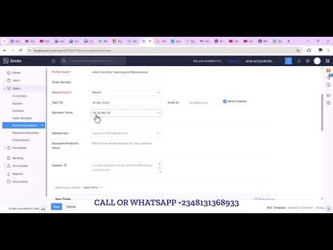 Recurring Invoice in ZohoBooks
