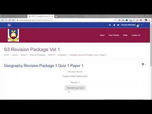 Using the E-learning to attempt Quizzes