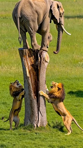 Lion Attack on Innocent Elephant: A Nature's Clash
