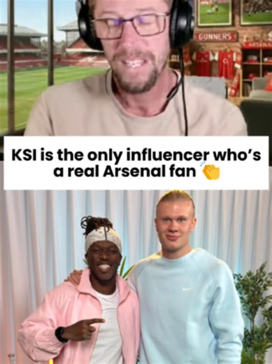 KSI is the only influencer who’s a real Arsenal fan👏 #ksi #thickofit #arsenal #arsenalfc #arsenalfans #coyg #gunners #sidemen #jj #emirates #haaland