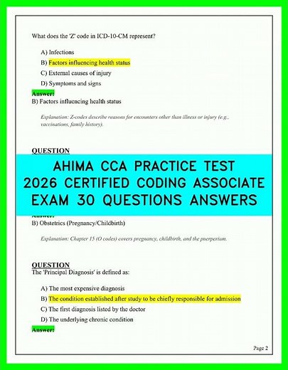 AHIMA CCA PRACTICE TEST 2026 CERTIFIED CODING ASSOCIATE EXAM 30 QUESTIONS ANSWERS VIDEO 2026 FINAL