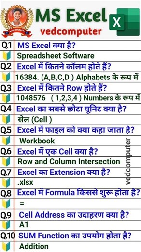 MS Excel के 10 सबसे जरूरी सवाल | 30 सेकंड में सीखो 🤯 #Shorts #ExcelShorts #ExcelTips