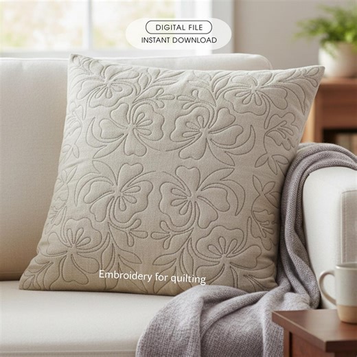 Floral Quilting Embroidery Design, Continuous Flower Pattern, Edge to Edge Machine Embroidery, 4x4 5x7 6x8, Digital Download - Etsy