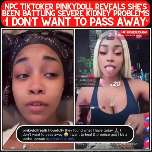 SSZRADIO ©️ | NPC TikToker Pinkydoll reveals kidney fight & fear of passing away 😣 Prayers 🙏🏾 #pinkydoll #kidneyproblems #fypppp | Instagram