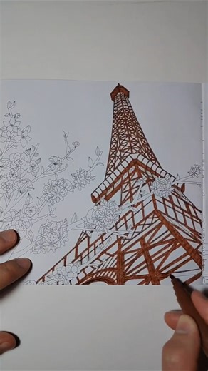 Relaxing Paris Drawing ASMR 🇫🇷 | Coloring the City of Love ✨🎨 #Shorts
