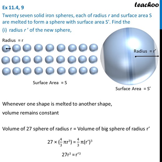 Ex 11.4, 9 - Twenty seven solid iron spheres, each of radius