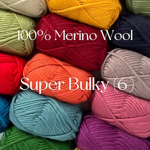 Bulky Weight Yarn 100% Merino Wool Chunky Weight Yarn 6 Gift Idea for Fast Project 1 Day Project Knitted Hat Crochet Yarn Pink Green Red Blu - Etsy
