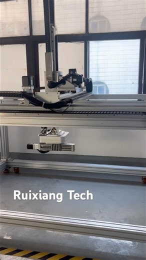 Ruixiang Gantry robot system with PLC doing testing before dispatch.