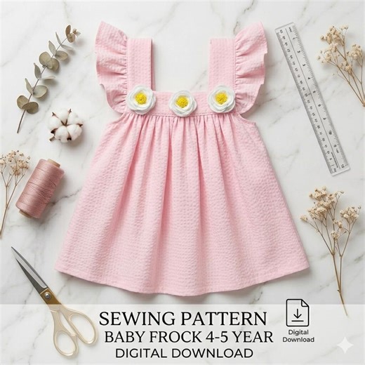 Girls Ruffle / Frill Strap Dress Pattern PDF, A-line Toddler Dress Tutorial, Boutique Style Sewing Guide, Size 5 Years - Etsy