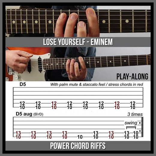Lose Yourself (TAB) - Power Chord Guitar Riffs - Eminem