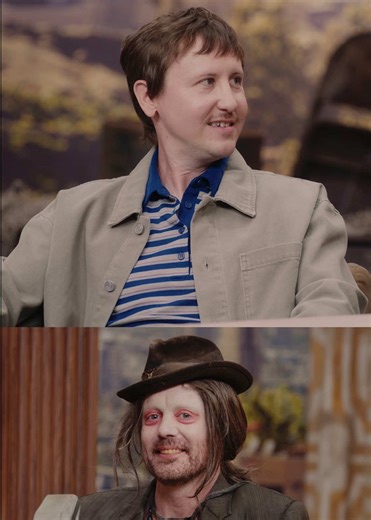 Live from the Wasteland, it's the Snake Oil Salesman and Johnny Pemberton! He still has his nose. #fallout #falloutonprime