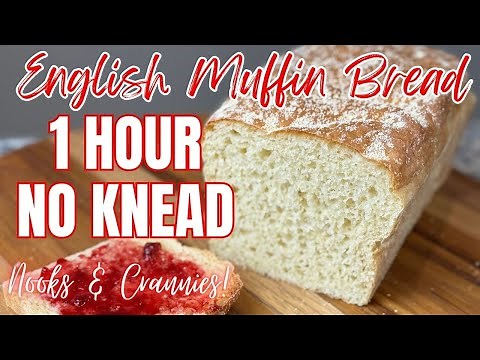 1 Hour No Knead English Muffin Bread | Easy Homemade Loaf Recipe! No Mixer! Beginner Bread!