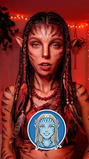 Avatar MAKEUP trend ❤️ | | Used Kling 2.6 #avatar #turquoise #cosplay #neytiri #red #food #makeup