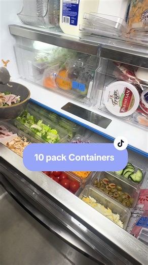 You can never go wrong with a salad! 10 pack stackable containers used for my salad bar! #saladbar #containers #fridgesaladbar