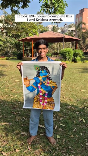 120 + Hours to complete this artwork 🎨🙏 #krishna #bairan #viral #shorts