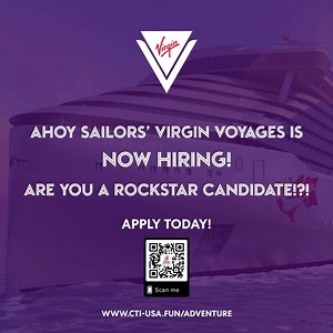 Virgin Voyages is Now Hiring!! -Thailand Final Interview: August 5th & 6th. Be a part of something spectacular and show off your “Rockstar” personality! CTI Thailand is urgently searching several candidates for: - Room Service Attendants - Quick Service Attendants Click here to APPLY NOW > http://cti-usa.fun/adventure Or Scan our QR Code to Apply today. Virgin Voyages is Hiring like CRAY-SEA. Crew members from all nationalities will be given the freedom to showcase their talents onboard each and