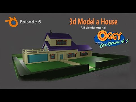 3D modeling low poly house of oggy and cockroaches in blender || Episode 6