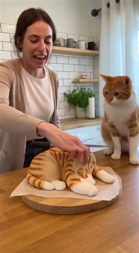 Cat Defends Cake Believing It’s Another Cat