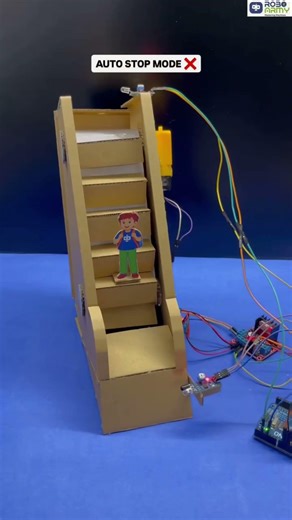 Mini Escalator Model 😳🛗 Powered by Arduino aut #ArduinoProjects #MiniEscalator #SmartAutomation